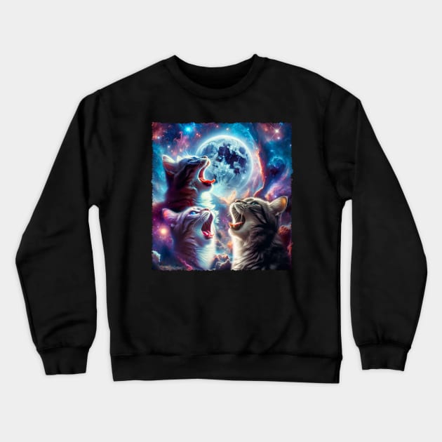 Whisker Wonders Embrace the Extraterrestrial with Cat UFO Fashion Crewneck Sweatshirt by Smoking Robot